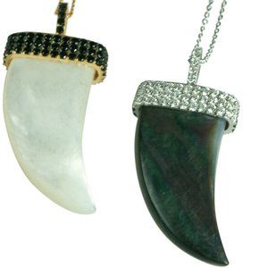 2 SIDED NECKLACE-BLACK MOTHER PEARL 0R WHITE MOTHER OF PEARL NECKLACE